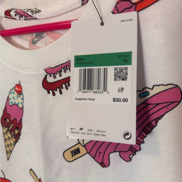 Nike White Tee with Pink and Red Graphics - Picture 3 of 3